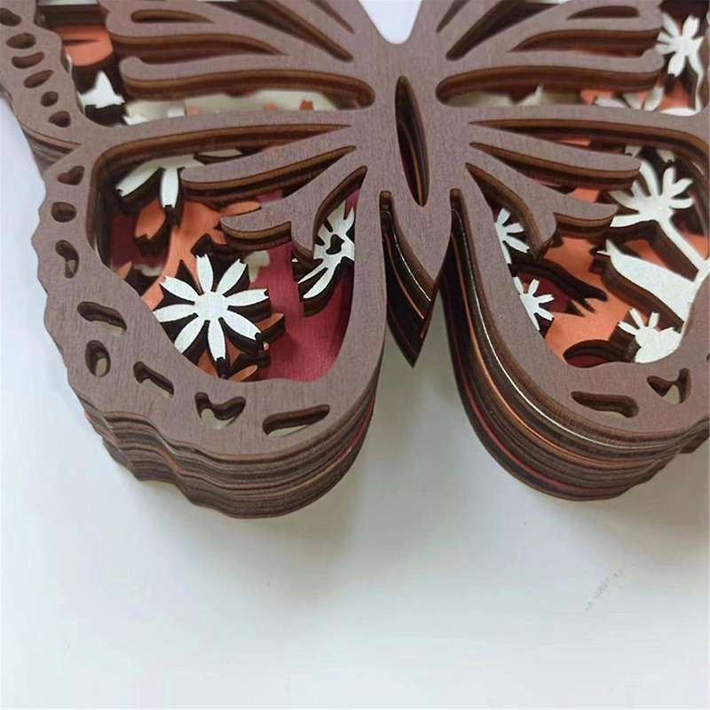 3d Wooden Animals Carving, Butterfly Cabin Decor Wooden Animal Statues Rustic Wall Decor Art for Hom