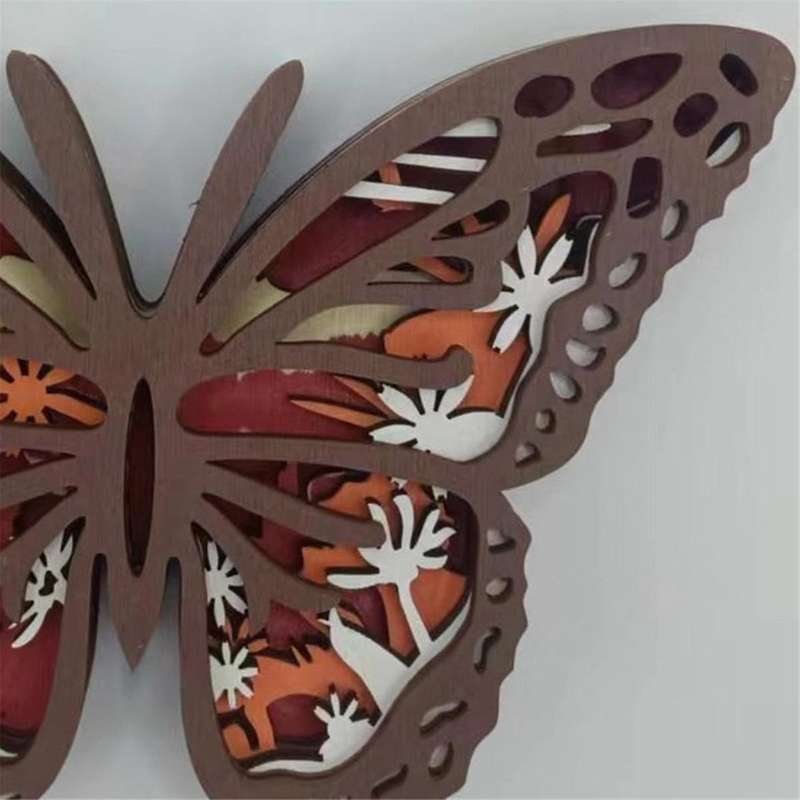 3d Wooden Animals Carving, Butterfly Cabin Decor Wooden Animal Statues Rustic Wall Decor Art for Hom