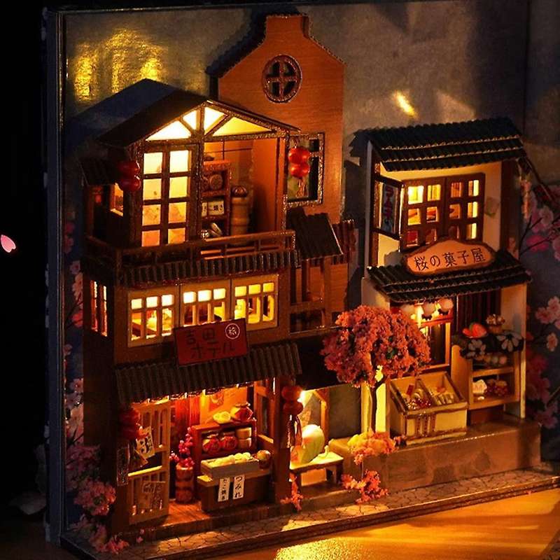 3d Wooden Puzzle Bookend, Book Nook Kit,led Book Nook Shelf
