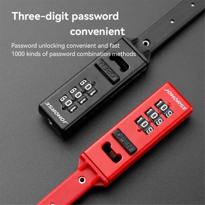 3-Digit Password Helmet Lock Multi- Bicycle Electric Scooter Motorcycle Portable Anti-Theft Lock Red