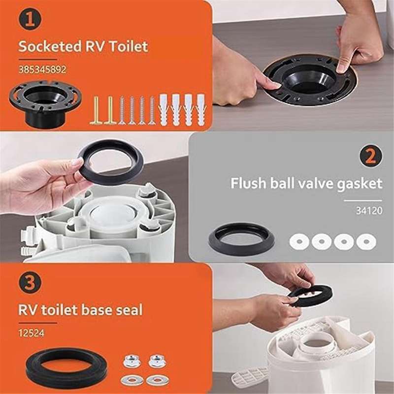 3-in-1 Combo Rv Toilet Seal and Flange Kit - Perfect Fit for Residence Models