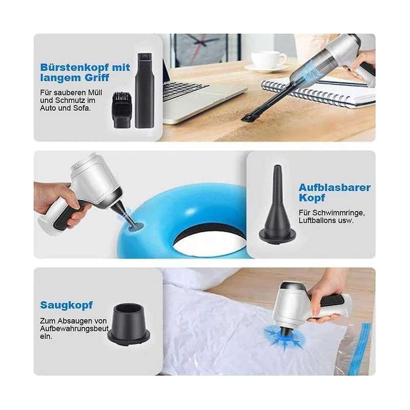 3-in-1 Computer Vacuum Air Blower Handheld Portable Air Duster Rechargeable Car Vacuum Cleaner Cycl