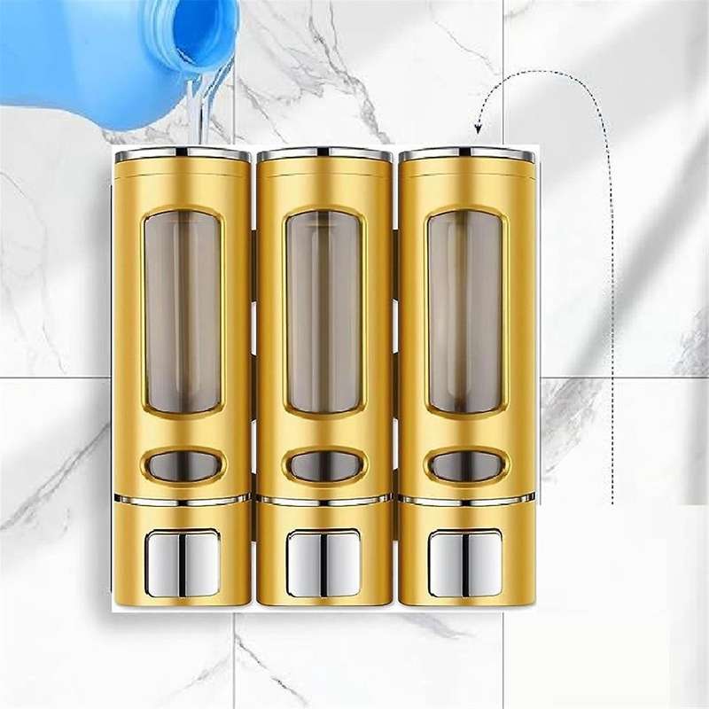 3-in-1 Room Wall Mounted Bathroom Shower Pump Dispenser Organizer 3-head Soap Dispenser Conditioner