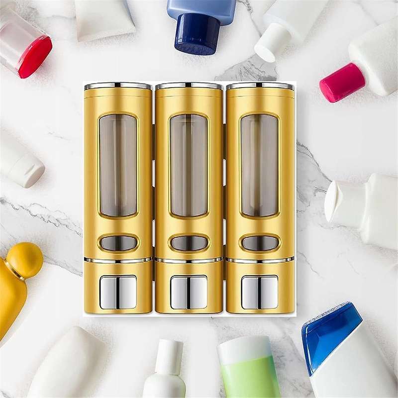 3-in-1 Room Wall Mounted Bathroom Shower Pump Dispenser Organizer 3-head Soap Dispenser Conditioner