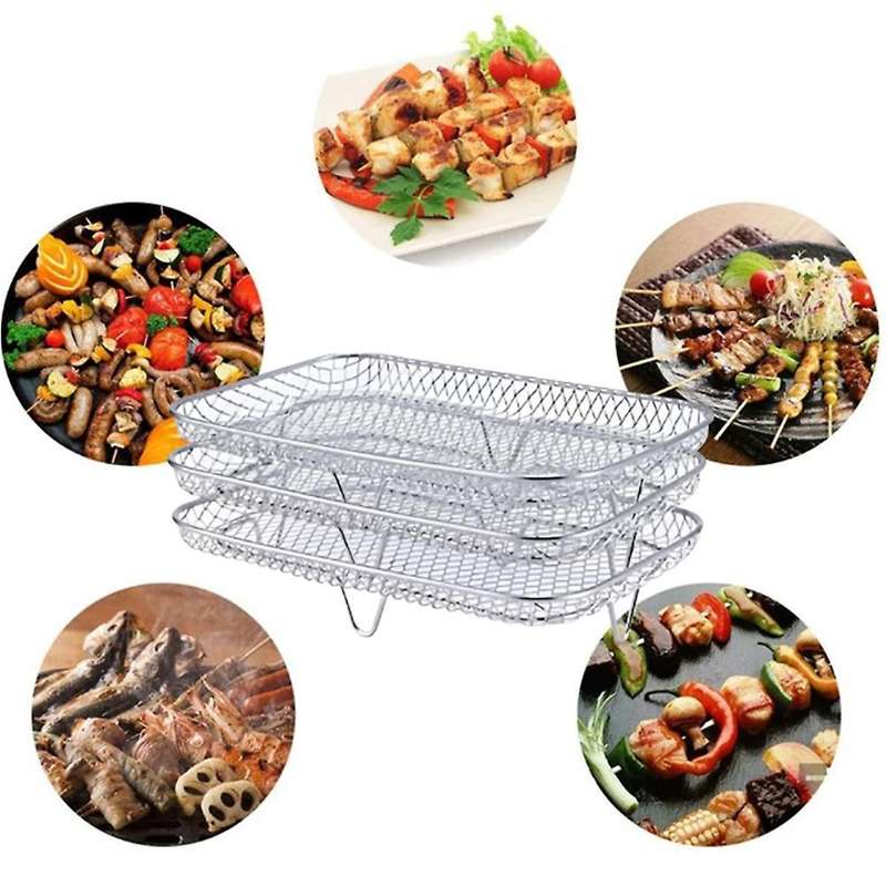 3-layers Grilling Rack Stainless Steel Airfryer Tool Baking Tray Roasting Cooking Rack Kitchen