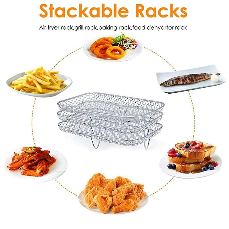 3-layers Grilling Rack Stainless Steel Airfryer Tool Baking Tray Roasting Cooking Rack Kitchen