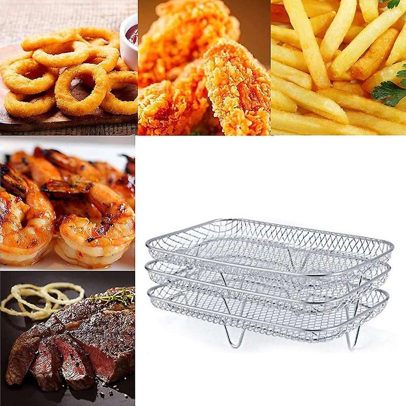 3-layers Grilling Rack Stainless Steel Airfryer Tool Baking Tray Roasting Cooking Rack Kitchen