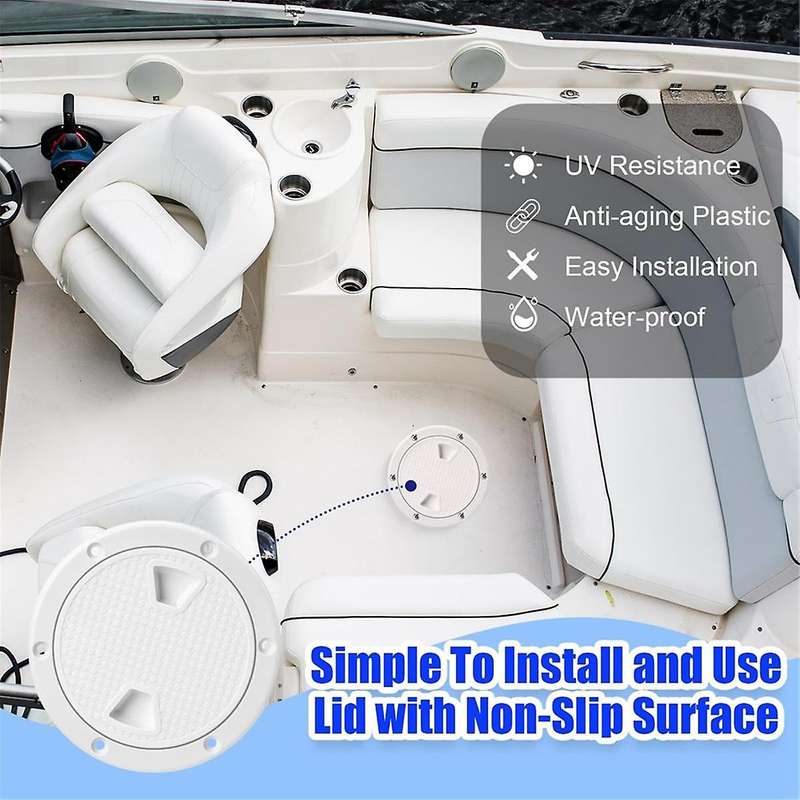 3Pack Boat Hatch White Circular Non Slip Inspection Hatch Boat Detachable Deck Hatch Cover 4inch wi