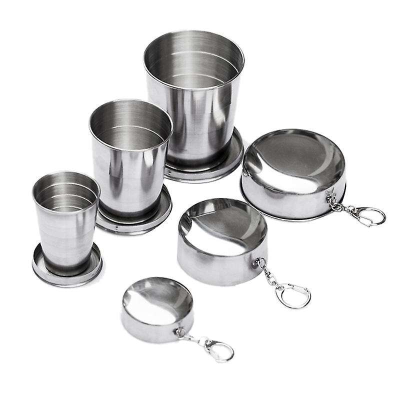 3Pack Collapsible Cup, Portable Reusable Stainless Steel Travel Cup with Lids, Expandable Folding Ca