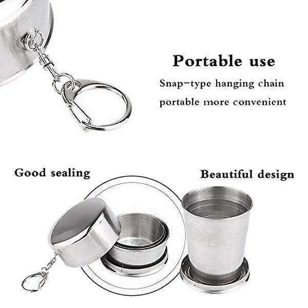 3Pack Collapsible Cup, Portable Reusable Stainless Steel Travel Cup with Lids, Expandable Folding Ca