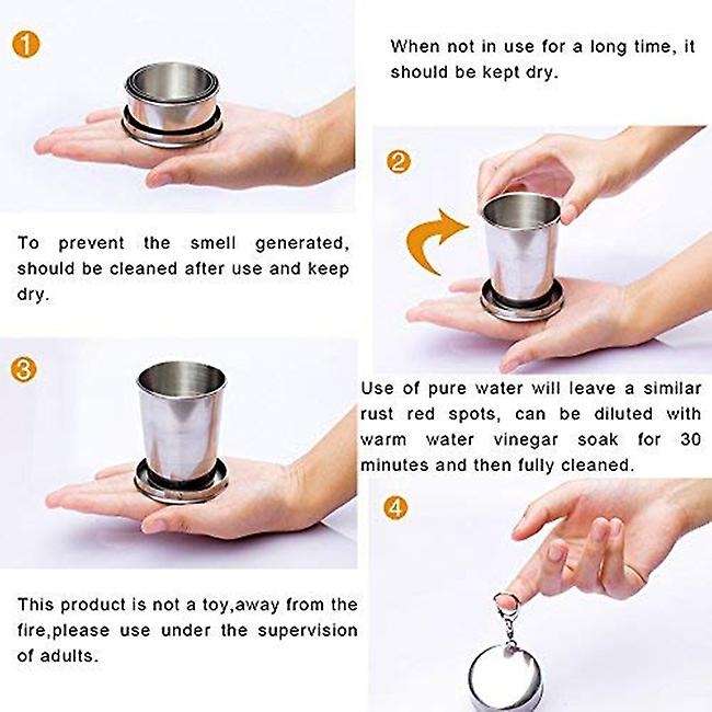 3Pack Collapsible Cup, Portable Reusable Stainless Steel Travel Cup with Lids, Expandable Folding Ca