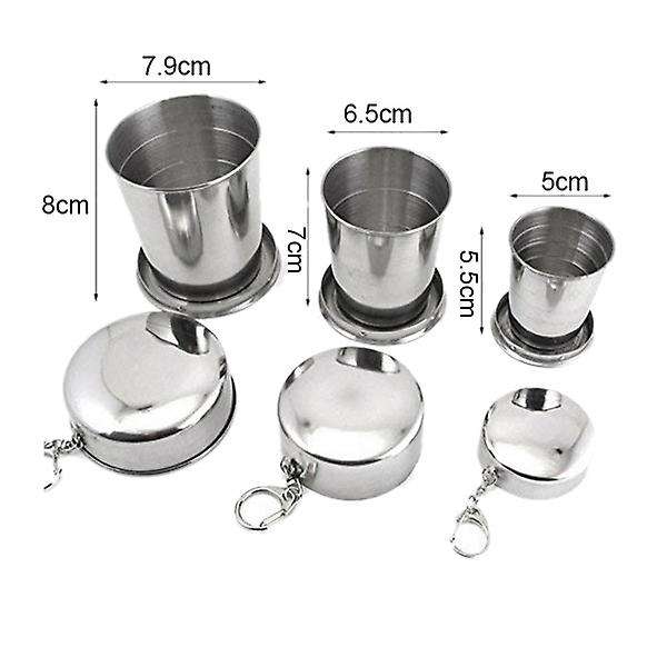 3Pack Collapsible Cup, Portable Reusable Stainless Steel Travel Cup with Lids, Expandable Folding Ca