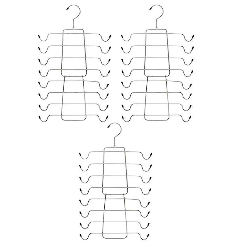 3-pack Closet-organizer 8 Tier Tank-top-hanger Bar-hangers-space-saving for Organization-and-storage