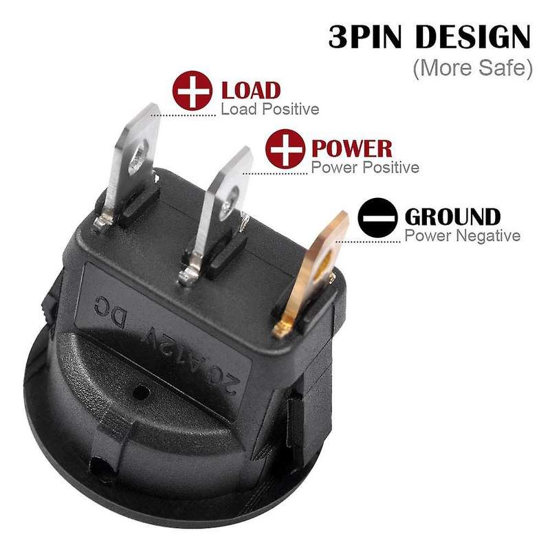3Pc 12V 20A Rocker Toggle LED Switch Blue Light SPST On-Off Control Compatible Boats Cars Racing Car