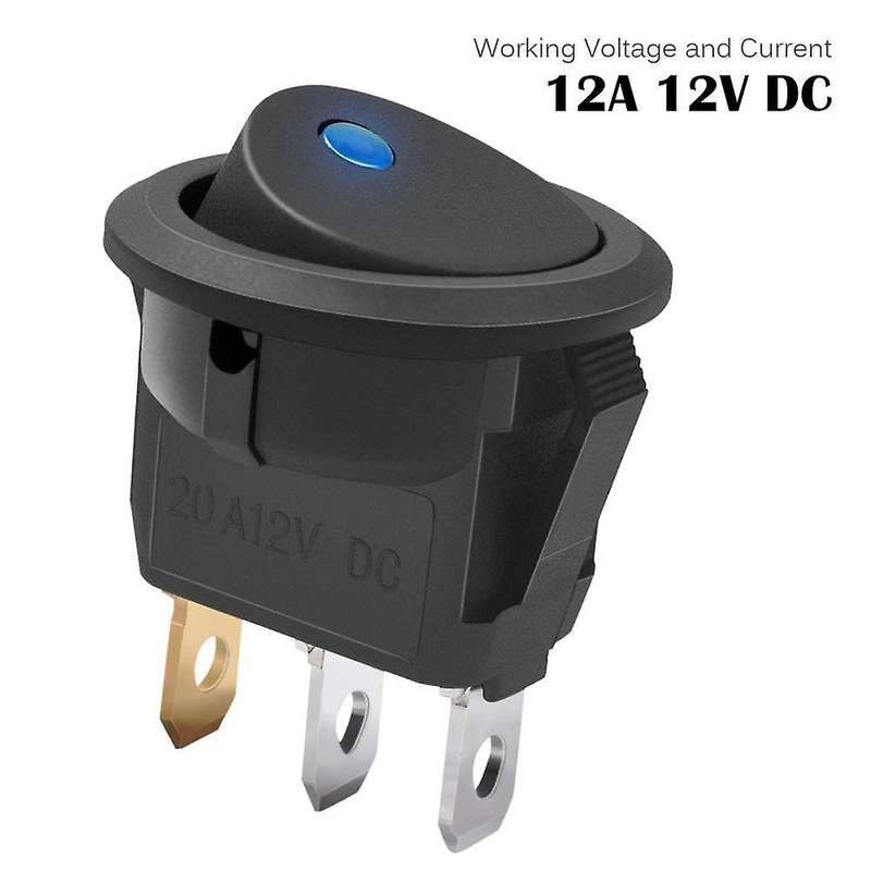 3Pc 12V 20A Rocker Toggle LED Switch Blue Light SPST On-Off Control Compatible Boats Cars Racing Car