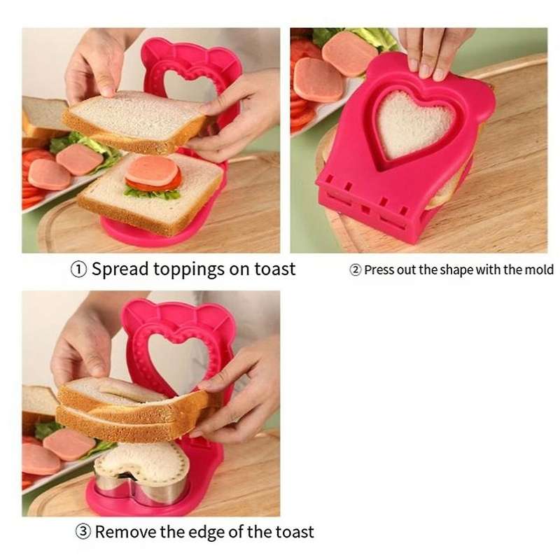 3Pack Sandwich Cutter and Sealer for Kids, DIY Decruster Square Round Heart Pocket Sandwiches, Grea