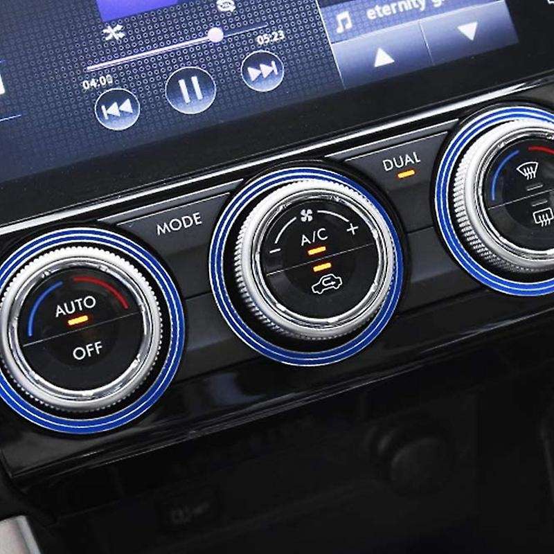 3Pc Blue AC Climate Control Outer Ring Covers Compatible for , , , Forester, XV Crosstrek