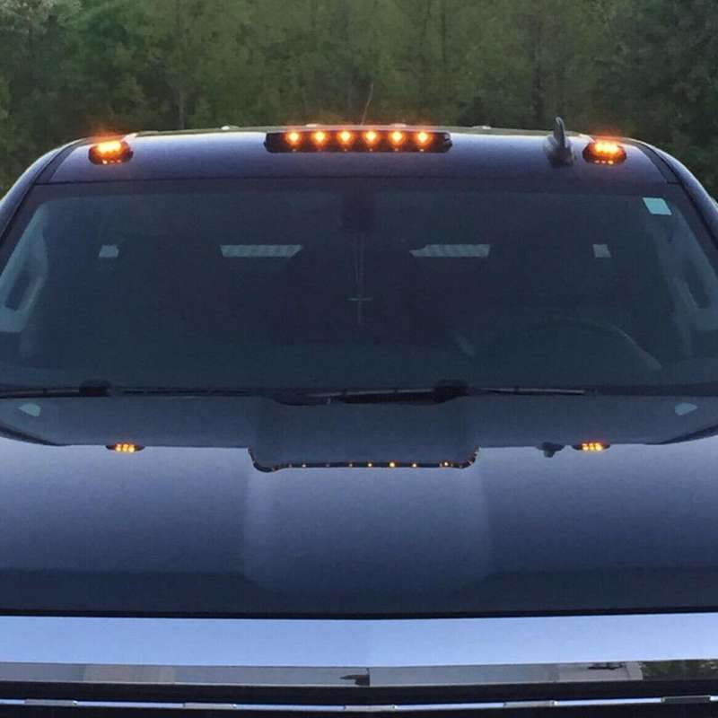 3Pc Full Amber LED Cab Roof Marker Light Assy for 07-Up 2500HD 3500HD