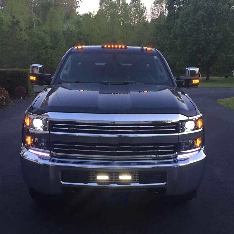3Pc Full Amber LED Cab Roof Marker Light Assy for 07-Up 2500HD 3500HD