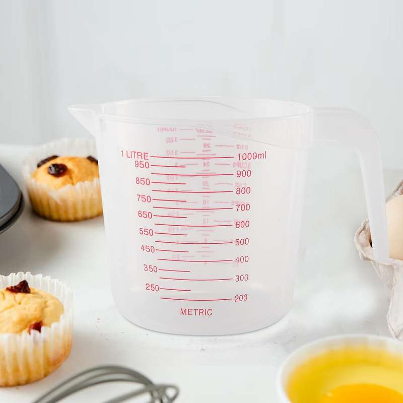 3pc Plastic Measuring Jug Set 4 Cup, 2 Cup and 1 Cup Capacity Free Measuring Beakers with Angled Gr