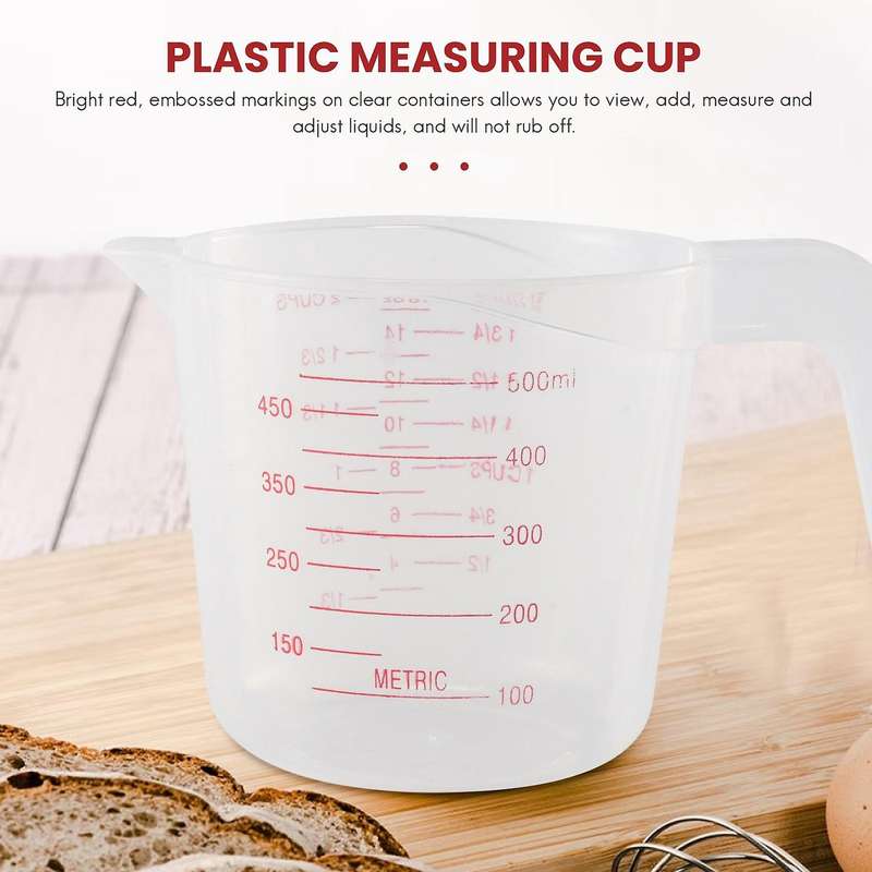 3pc Plastic Measuring Jug Set 4 Cup, 2 Cup and 1 Cup Capacity Free Measuring Beakers with Angled Gr