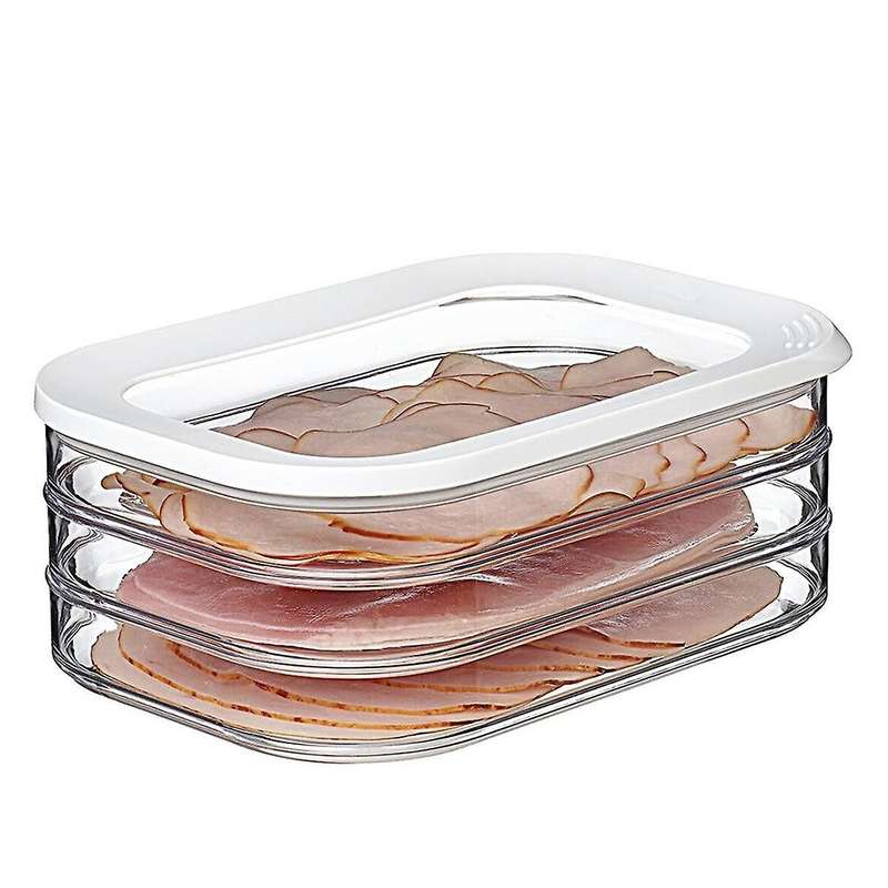 3PCS 1.6L with 3 Tier Meat Pieces Storage Box Airtight Lid Dishwasher Safe 3Layer Crisper