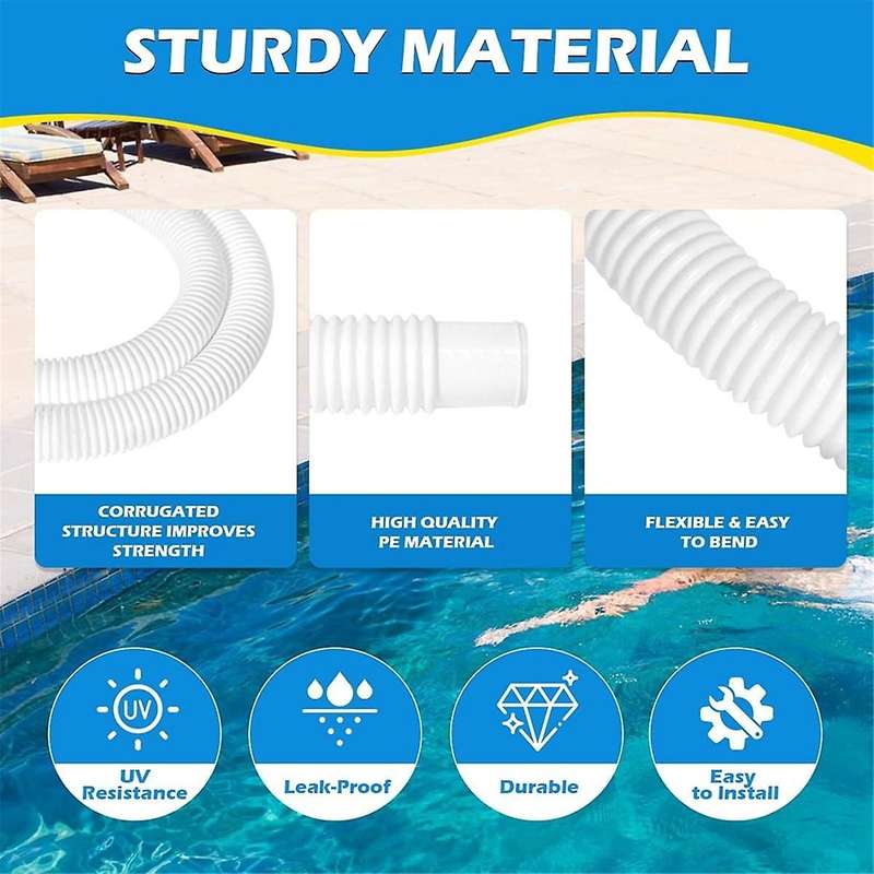 3Pcs 1.25in Pool Hose,59in Long Accessory Pool Pump Hoses for 1-1/4in Diameter All Above Ground Pool