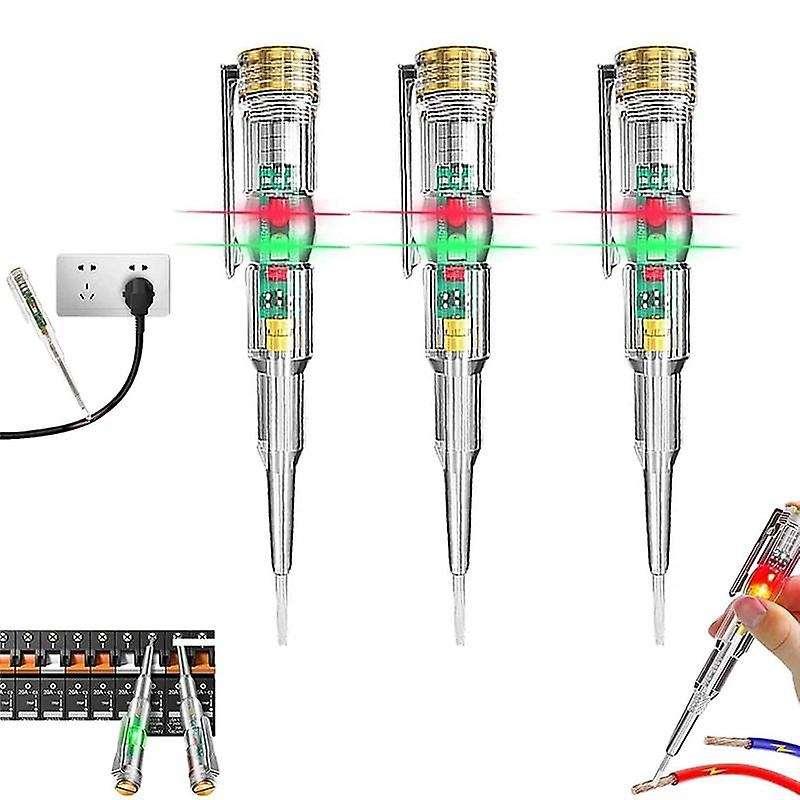 3Pcs 24-250V Electrician Circuit Tester Pen,Responsive Electrical Tester Pen,with LED Indicator Ligh