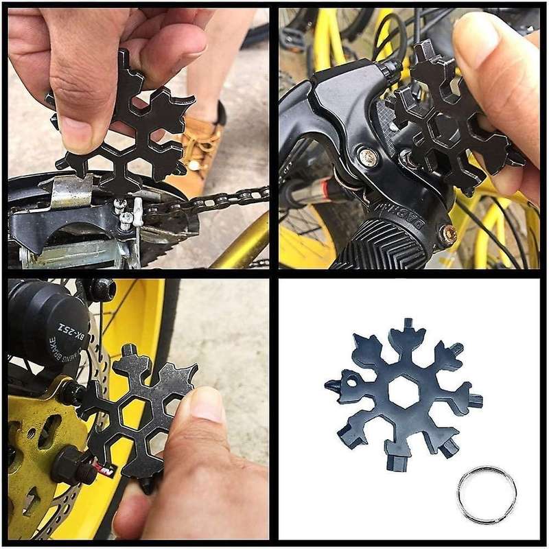 3Pcs 18 in 1 Snowflake Multi-Tool Outdoor Travel Camping Multi-Function Key Ring, Stainless Steel Mu