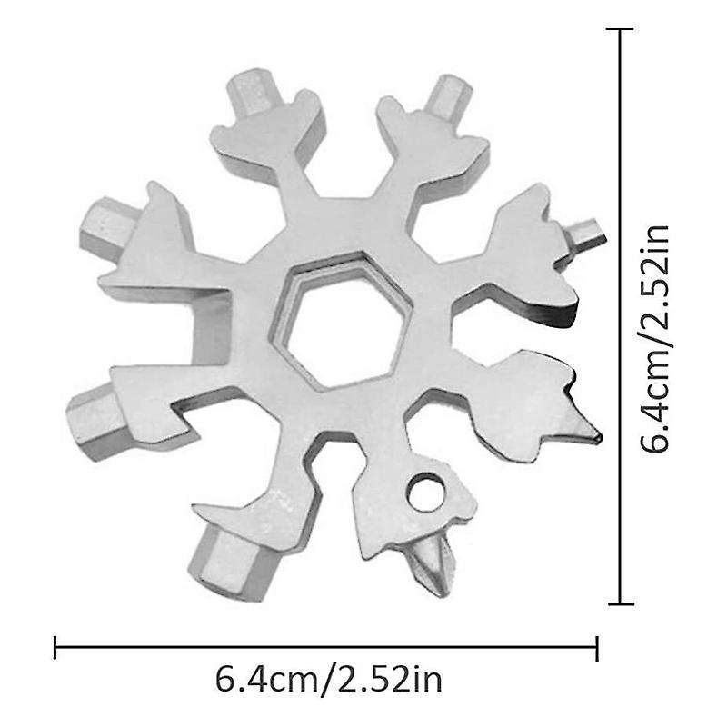 3Pcs 18 in 1 Snowflake Multi-Tool Outdoor Travel Camping Multi-Function Key Ring, Stainless Steel Mu