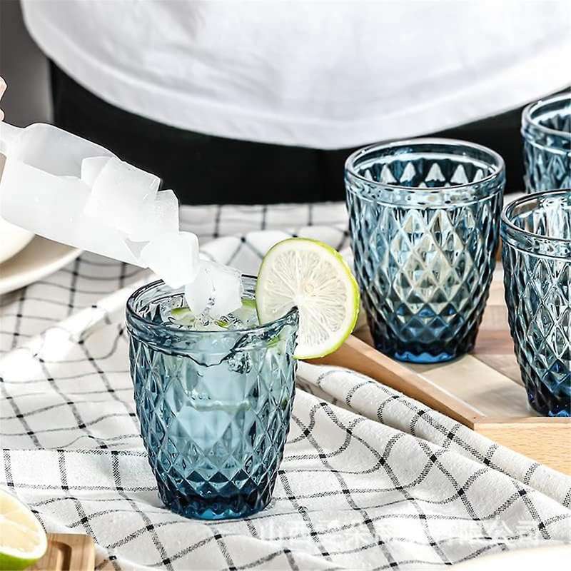 3pcs 220ml Blue Vases,glass Vases for Wine Water and Soft Drinks,and The Texture Is Clear, and Tran