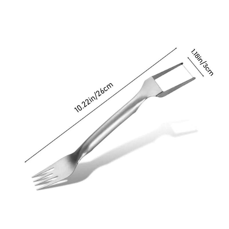 3Pcs 2-In-1 Stainless Steel Fruit Cutter Dual Head Fruit Forks Slicer Knife Watermelon Fork Slicer C