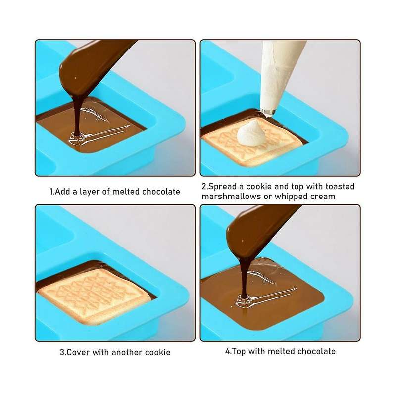 3pcs 4 Cavity Chocolate Covered Cookie Mold, 3pcs Silicone Square Mold Reusable Non Stick Silicone T