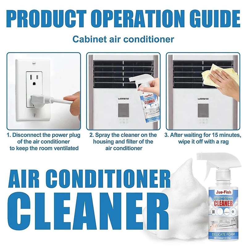 3Pcs 60Ml Air Foaming Cleaner Cleaning Spray Deodorizer Conditioner Cleaner Foam Spray Cleaning Deo