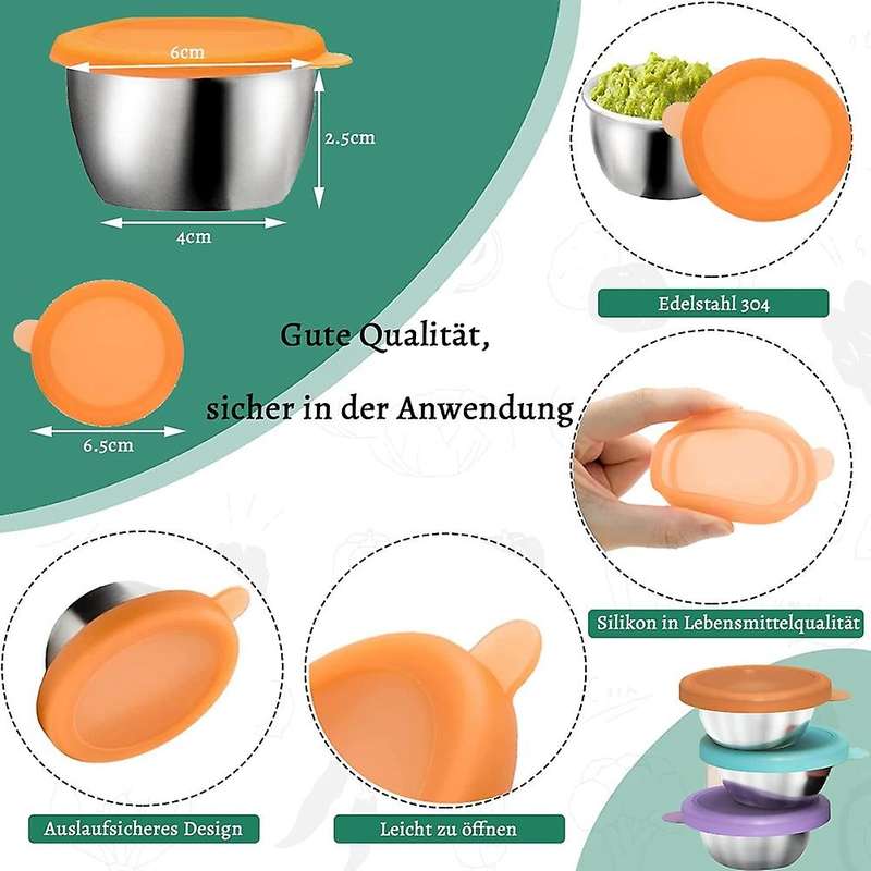 3Pcs 50Ml Salad Dressing Container to Go, Stainless Steel Condiment Containers Cups with Silicone Li