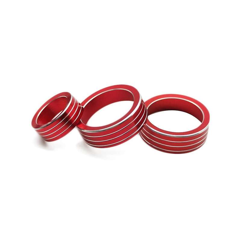 3pcs Air Ac Knob Control Volume Red Cover Rings for Xv Forester 2018-2023 Car Center Console Knob R