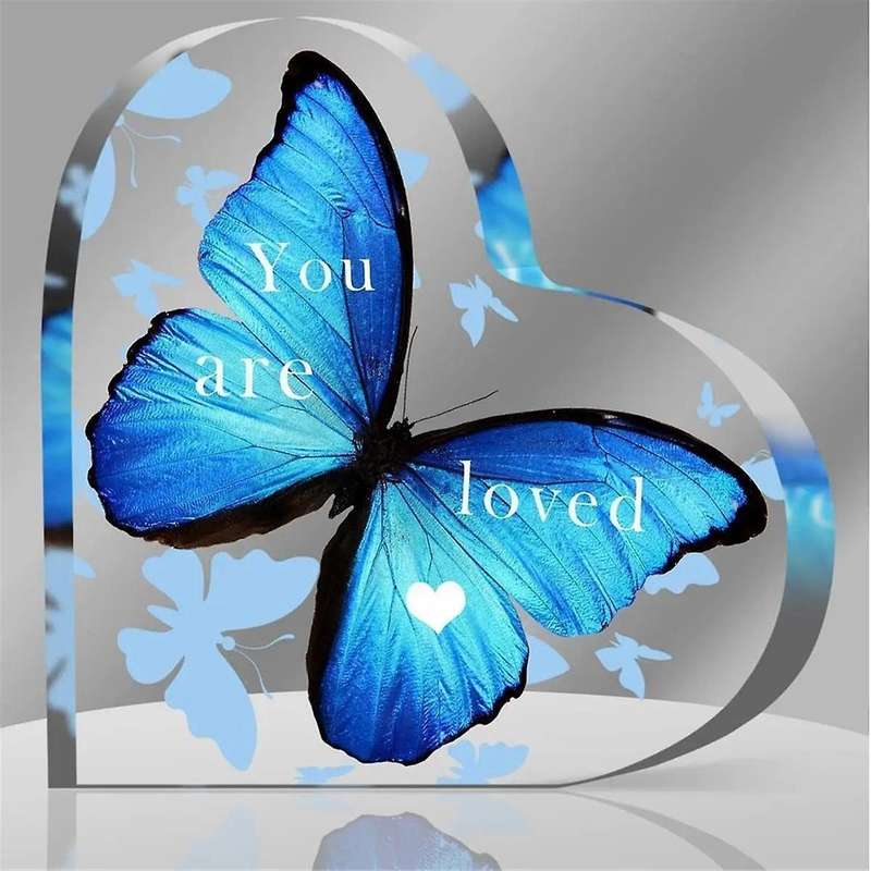 3PCS Acrylic Butterfly Heart Shaped Women'S Gift Desktop Decoration Carving Souvenir Table Decoratio
