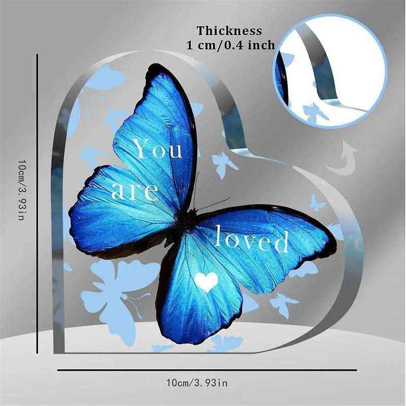 3PCS Acrylic Butterfly Heart Shaped Women'S Gift Desktop Decoration Carving Souvenir Table Decoratio