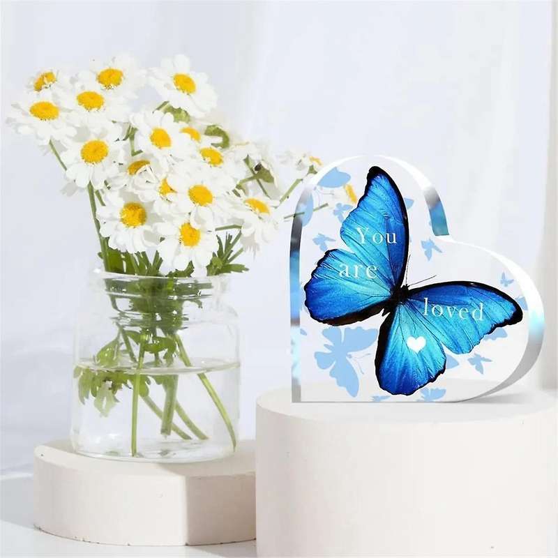3PCS Acrylic Butterfly Heart Shaped Women'S Gift Desktop Decoration Carving Souvenir Table Decoratio