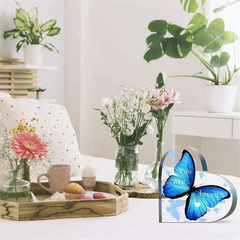 3PCS Acrylic Butterfly Heart Shaped Women'S Gift Desktop Decoration Carving Souvenir Table Decoratio