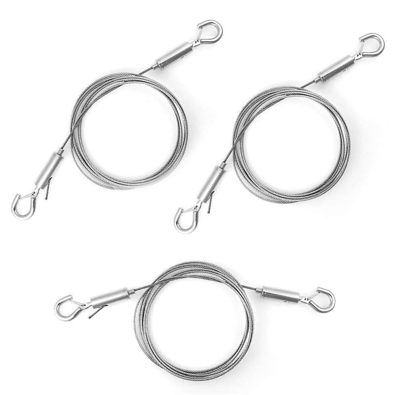 3Pcs Adjustable Wire Ropes with Hooks, Stainless Steel Picture Hanging Wire Heavy Duty Picture Wire