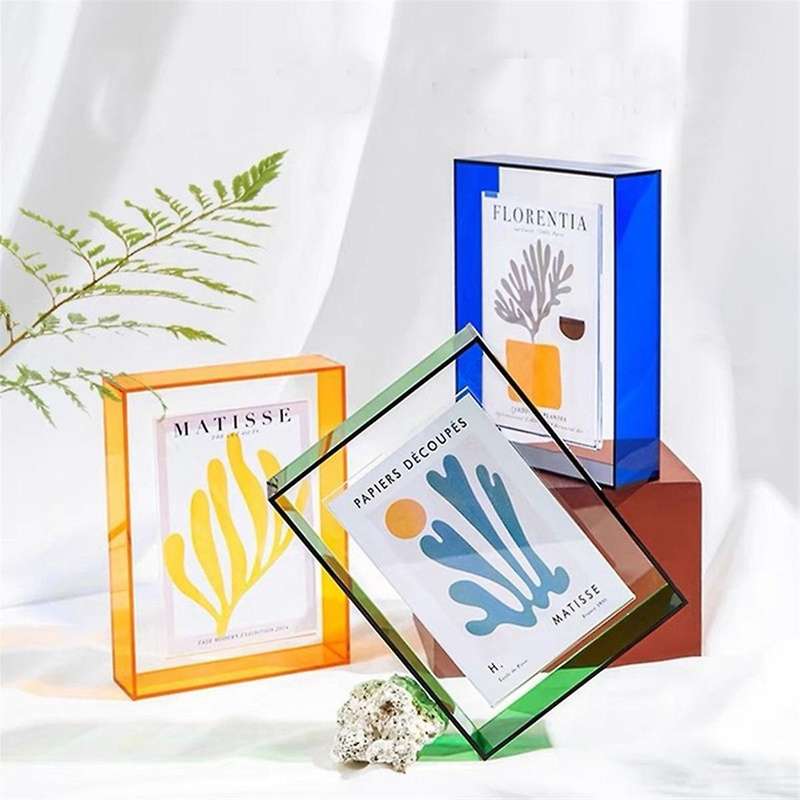 3pcs Acrylic Picture Frames Color Block Unique Acrylic Decor Diy Picture Frame Colorful Table Dried