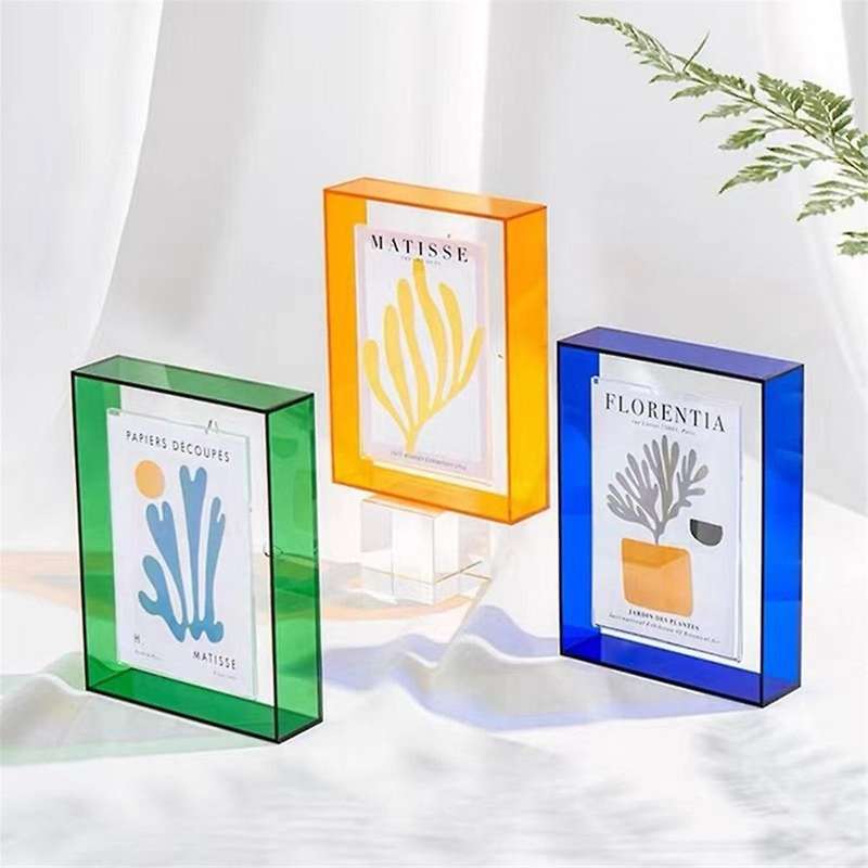 3pcs Acrylic Picture Frames Color Block Unique Acrylic Decor Diy Picture Frame Colorful Table Dried