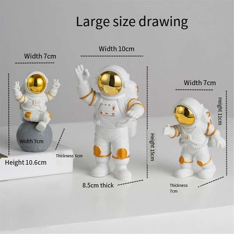 3pcs Astronaut Decor Cute Model Little Astronaut Car Living Room Desktop Decoration Decoration Birth