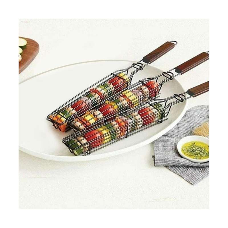 3pcs Bbq Grilling Basket Stainless Steel Barbecue Grill Basket Tools Grill Mesh for Fish Vegetable