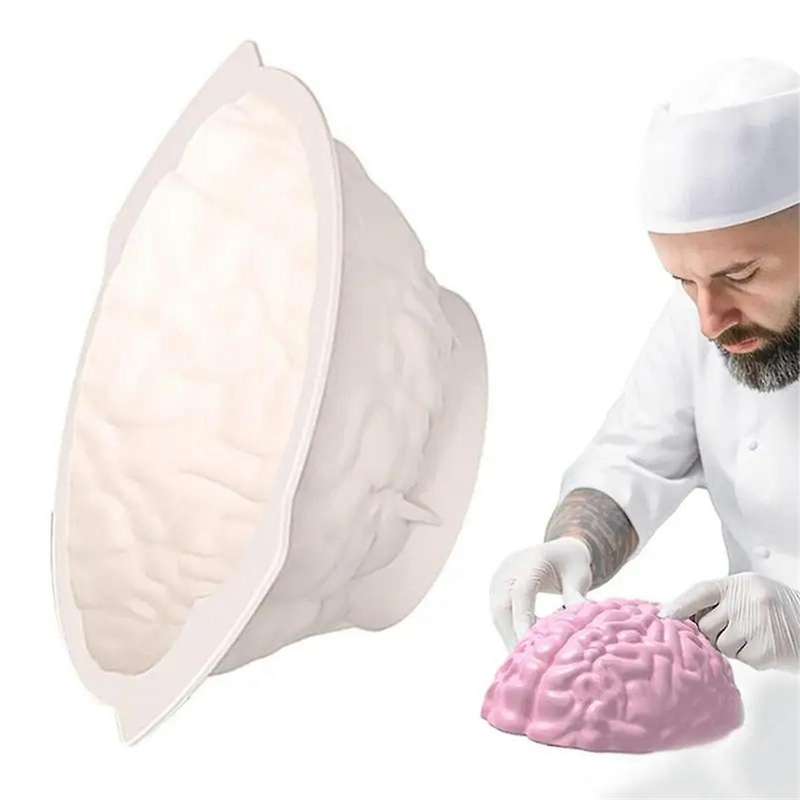 3PCS Brain Jello Mold Humans Brain Cake Mold Halloween Mold Realistic Brain Shape Brain Mold for Ca