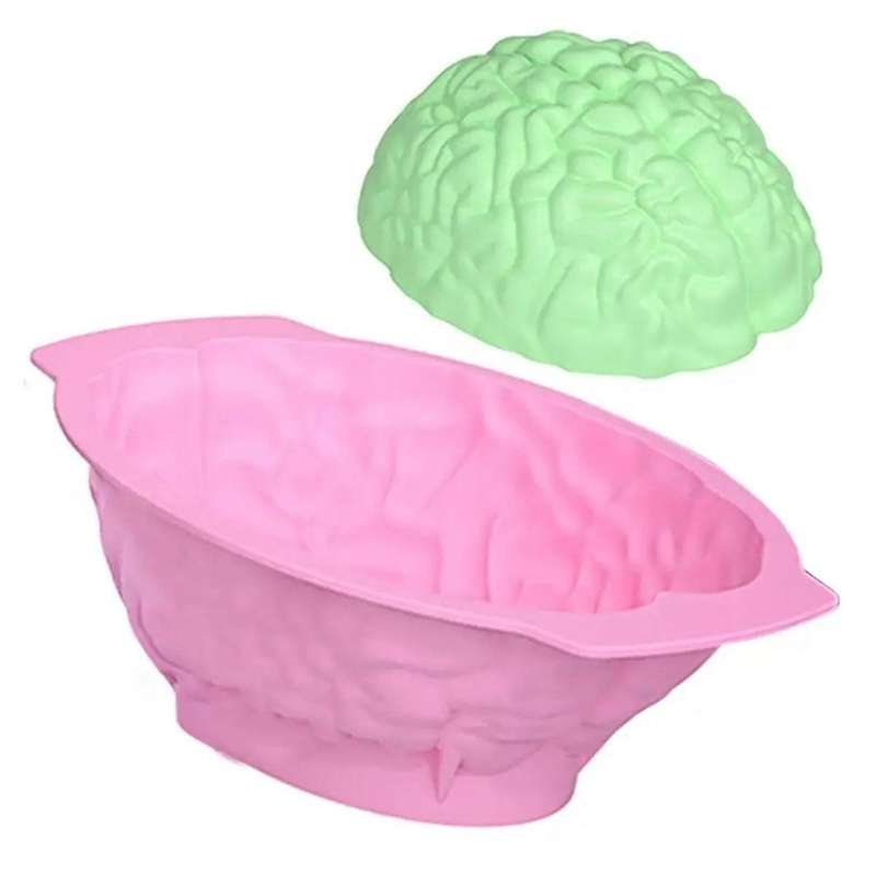 3PCS Brain Jello Mold Humans Brain Cake Mold Halloween Mold Realistic Brain Shape Brain Mold for Ca