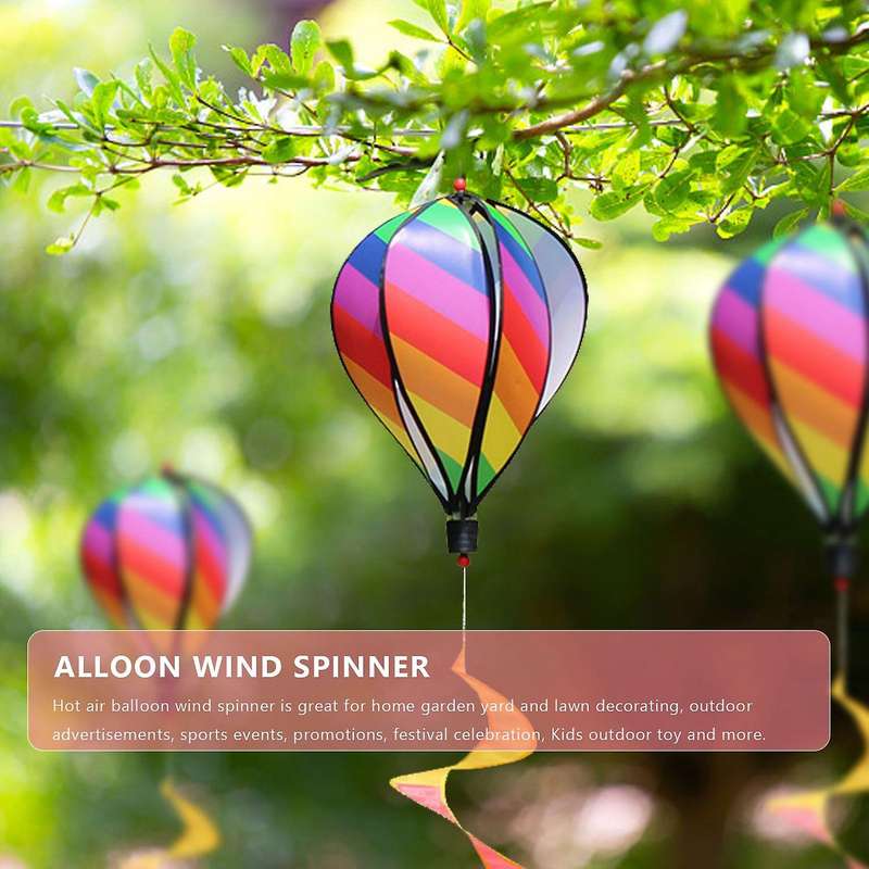 3pcs Balloon Wind Spinner Striped Checkered Windsock Balloon Yard Decor Spiral Balloon Windmill