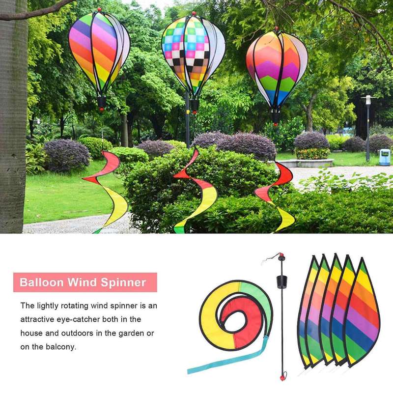 3pcs Balloon Wind Spinner Striped Checkered Windsock Balloon Yard Decor Spiral Balloon Windmill