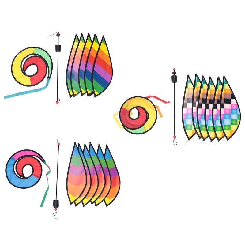 3pcs Balloon Wind Spinner Striped Checkered Windsock Balloon Yard Decor Spiral Balloon Windmill